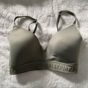 PINK Victoria’s Secret Wear Everywhere Wireless Lightly Lined Bra, 32D, Olive